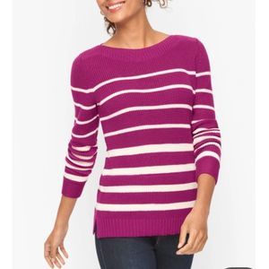 Womens Talbot SHAKER STITCH SWEATER - VARIEGATED STRIPESmall Petite